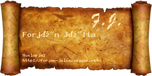 Forján Júlia névjegykártya