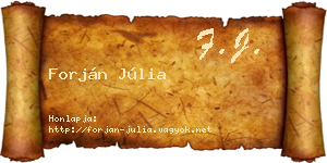 Forján Júlia névjegykártya